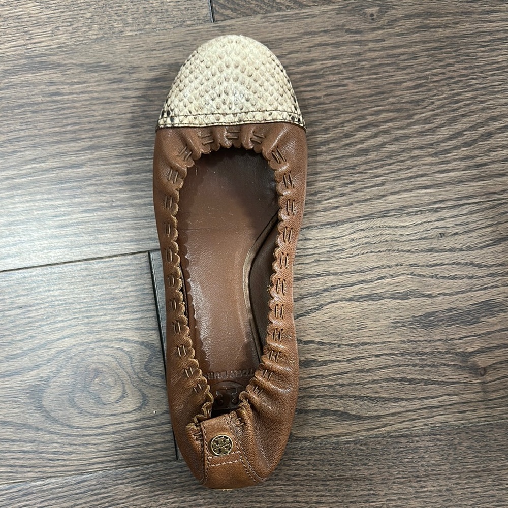 Tory Burch Brown and Tan Ballet Flats